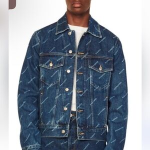 SANDRO Diagonal Logo Organic Cotton Men’s Denim Jacket. NWT. SZ XXL(runs small)